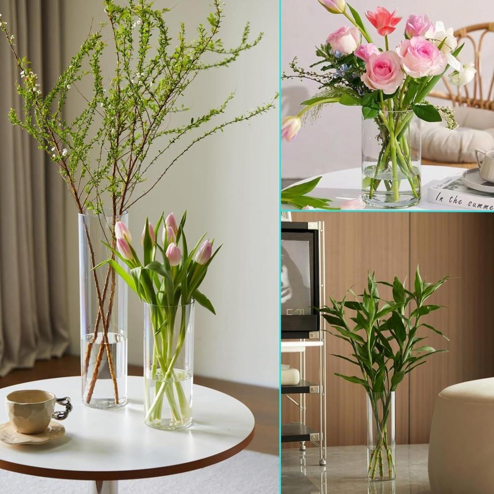 Techmanistan -1 Pc Acrylic Clear Cylinder Flower Vase 25*10