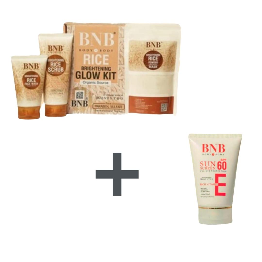 BNB 4 in 1 skincare bundle_ 4pcs facewash,scrub,mask & SPF 60 sunblock