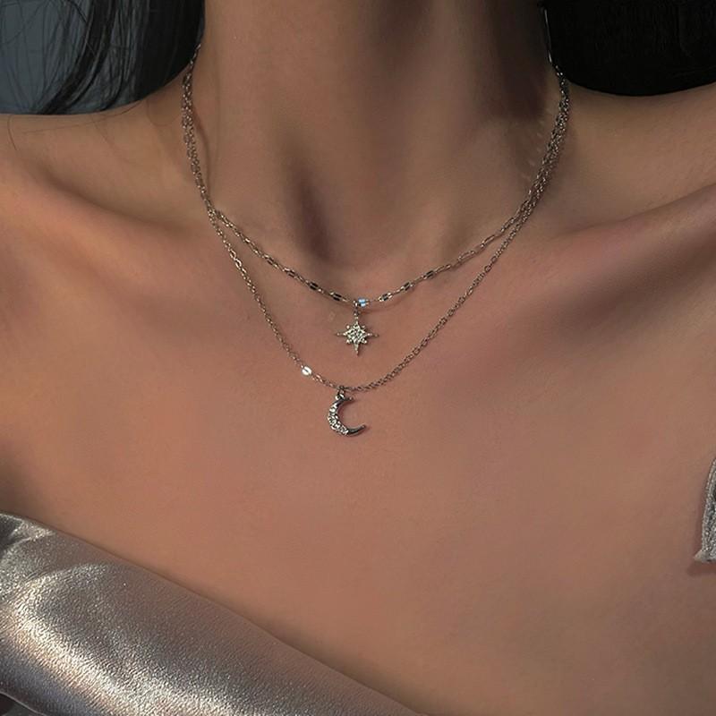 Summer pearl double layer love necklace