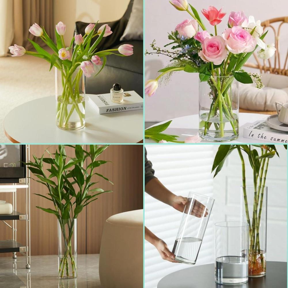Techmanistan -1 Pc Acrylic Clear Cylinder Flower Vase 25*10