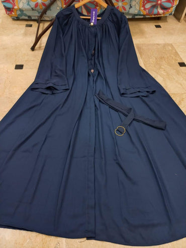 Multicolor Georgette Classic Abaya With Round Neck s Stoller