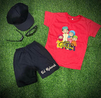 2pcs Boy's Girl's cotton jersey printed tracksuit