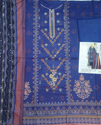 3 pcs women unstitched dhanak printed suit