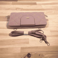 Woman's pu leather embroidered clutch
