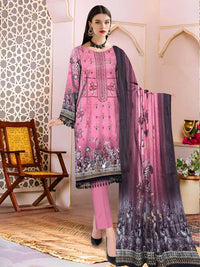 3 pcs women unstitched lawn embroidered suit